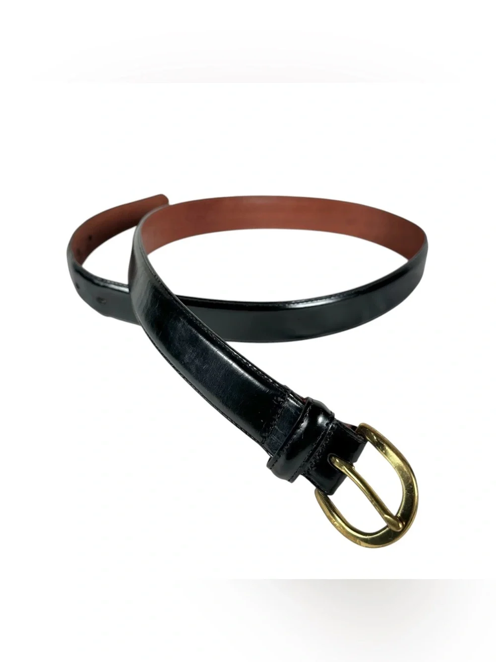 COACH Vintage Minimalist Horseshoe Buckle Patent Leather Belt